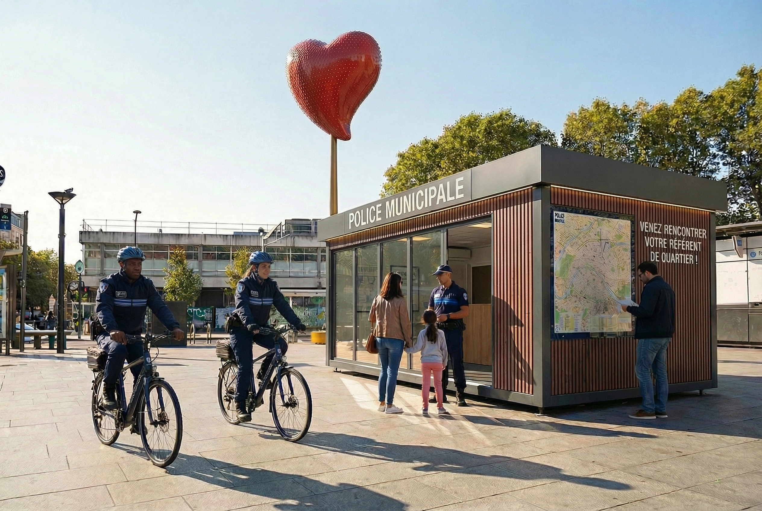 Un kiosque de police municipale à la porte de Clignancourt (18ᵉ)