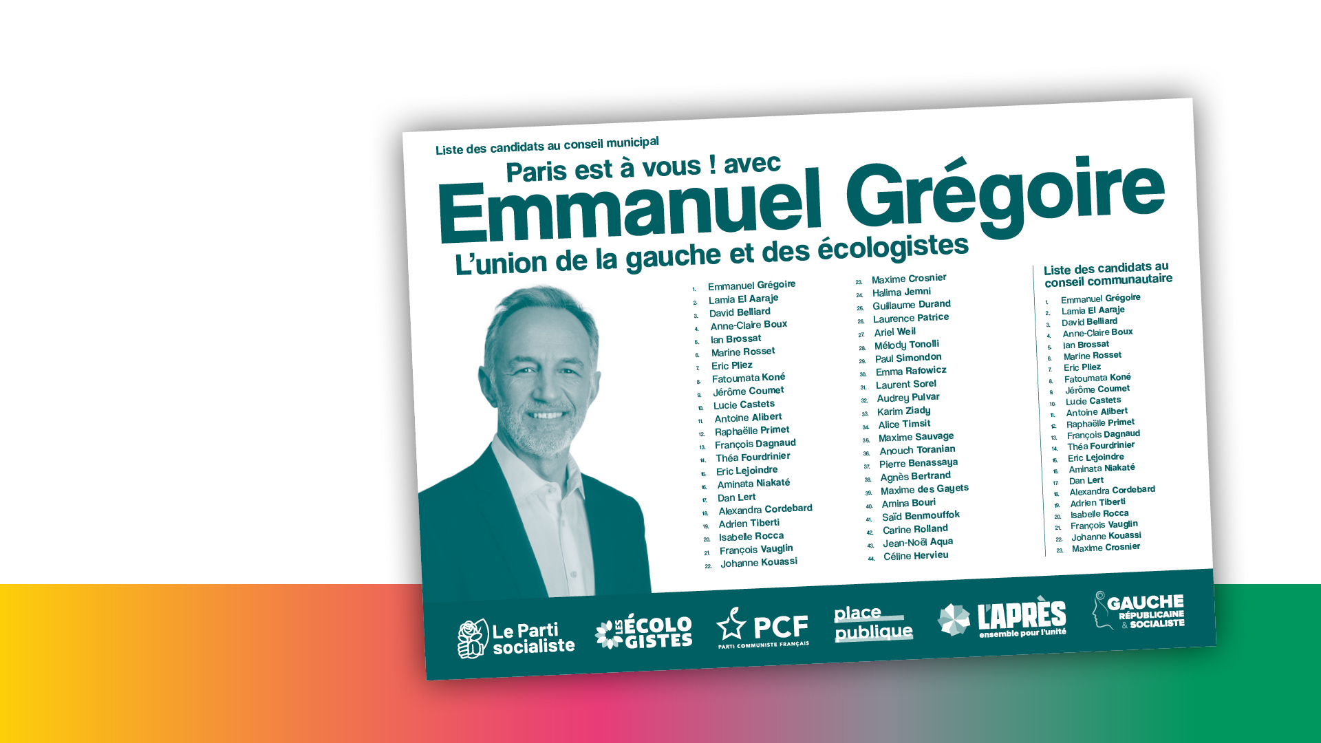 Ce dimanche, votez pour l'union de la gauche et des écologistes, la seule liste de gauche qui peut l'emporter !